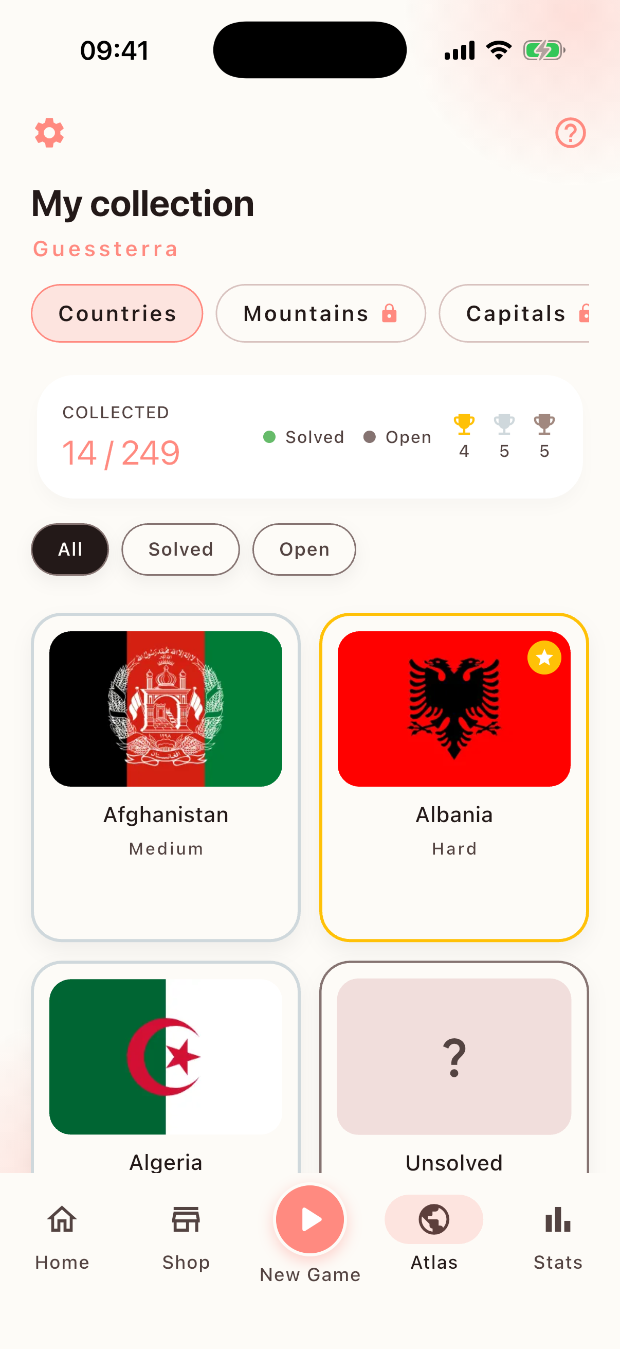 Guessterra Atlas screen